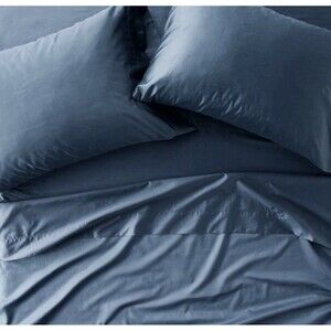 Queen 600 Thread Count Sateen Sheet Set Dark Mineral Blue - Casaluna NEW